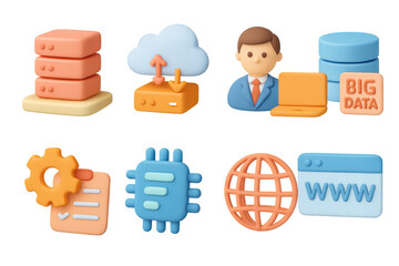 Poster - 3d icons of cloud computing and data management concepts