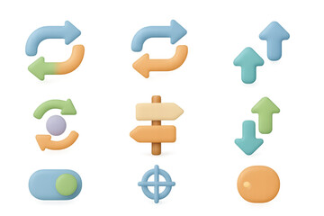 Poster - Glossy 3d interface icons set for modern app design