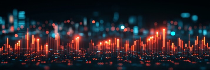 Poster - Abstract Data Visualization for Markets and Technology Concept with Digital Analysis of Trends