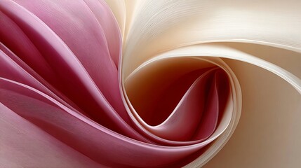 Poster - Elegant Abstract Swirl of Soft Pink and Cream Silk Fabric, Flowing Delicate Texture Background Art