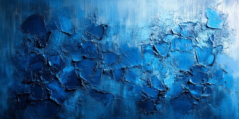 Poster - Abstract Blue Impressionistic Composition with Acrylic Indigo Hues and Modern Grunge Texture