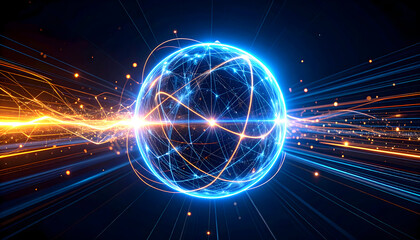 Poster - Futuristic digital globe graphic