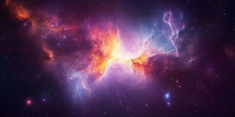 Wall Mural - A Luminous Cosmos A Glowing Radiance Illuminating Majestic Star Formations in a Serene Nebula