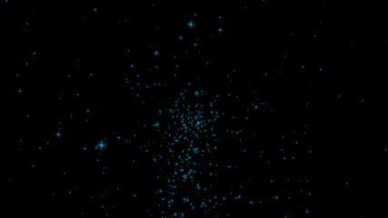 Wall Mural - Looping animation of glowing blue stars scattered across a black background, resembling a cosmic or space environment.
