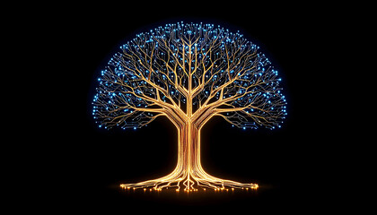 Poster - Digital tree network connection glowing technology concept with luminous design