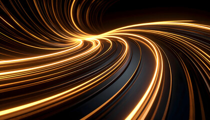 Poster - Abstract golden light streaks dynamic flow background illustration