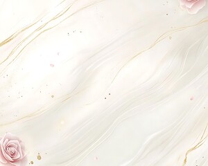Poster - Elegant background featuring flowers with golden lines and marble texture