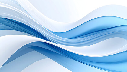 Poster - Abstract wavy lines background flowing blue and white design element