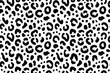 Poster - A repeating pattern of black leopard spots on a white background creating a seamless design effect