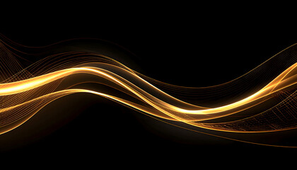 Poster - Abstract golden lines wave background with flowing motion and light effect