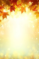 Poster - Vibrant Autumn Leaves Abstract Canvas, Golden Foliage on Bright Background, Artistic Warm Colors