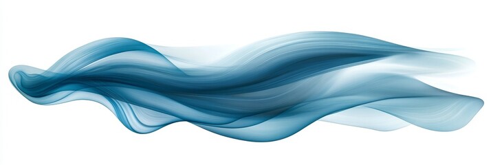 Poster - Abstract Blue Smoke Swirl Design Element on Clean White Background, Modern Visual Texture Effect