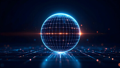 Poster - Abstract glowing sphere digital network technology connection concept