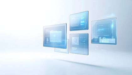Poster - Transparent screens displaying digital data for modern business technology