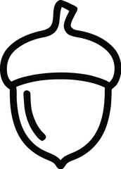 Poster - A simple line drawing of an acorn on a light gray background with blurred white shapes behind it