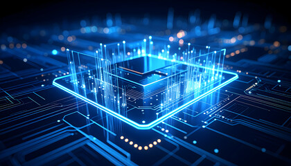 Poster - Central processing unit abstract glowing futuristic technology design