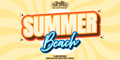 Poster - Summer editable text effect, customizable beach and vintage 3d font style
