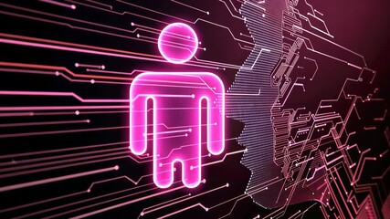 Poster - Lines of light and patterns create an abstract representation of technology and digital connections in a vibrant environment