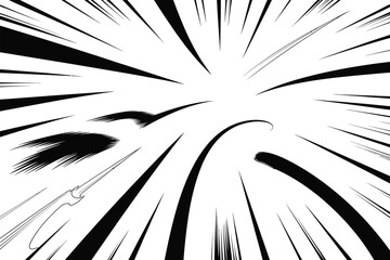 Poster - A dynamic black and white manga speed line background with a sense of motion and dramatic perspective effect