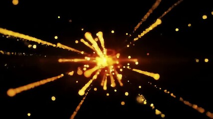 Aufkleber - Golden sparks burst against black background, creating dynamic, energetic visuals.  Represents celebration, energy, excitement, and light