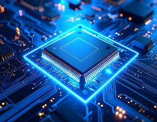 Poster - Central processing unit on circuit board for modern technology concept
