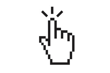 Poster - Pixel hand cursor clicking icon. Computer mouse pointer symbol for website UI. Digital click for button, link, or selection. Vector graphic for web design and user interface.