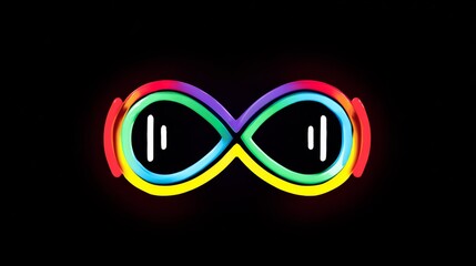 Poster - Neon sign of an infinity symbol with rainbow colors. The sign is lit up and he is glowing