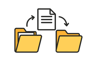 Fototapete - File transfer concept. Document moving from one folder to another. Data migration, information exchange, and file sharing icon. Copy, backup, and archive process symbol.