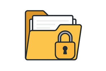 Poster - Secure folder with lock. Data security and privacy concept. Confidential documents and personal information protection. File access, safety, and cybersecurity icon for GDPR.