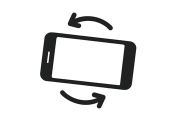 Poster - Rotate smartphone icon. Turn your mobile phone. Device rotation symbol for screen orientation. Landscape and portrait mode change. UI UX vector illustration isolated.