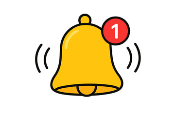 Poster - Notification bell icon shaking. Yellow ringing alert symbol for social media reminder, new message, or upcoming schedule. Flat vector for web design, app, UI, UX element.
