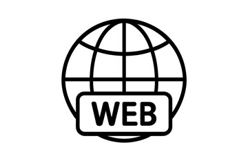 Poster - Web icon with globe symbol for internet connection. World wide web access concept. Global network, online communication, and website browser pictogram for app and UI design.