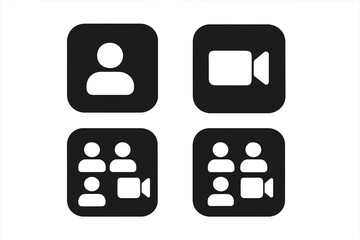 Poster - Set of video call icons for web and mobile apps. Video conference and online meeting user interface elements. Includes group chat, camera, and user profile symbols.