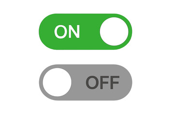 Poster - On and Off toggle switch buttons. Modern user interface element for app and web design. Vector icon for power, activation, and status. Flat design slider for settings.