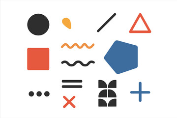 Poster - Modern abstract design elements set. Collection of minimalist geometric shapes. Flat vector graphic for contemporary poster, banner or web design. Simple trendy forms.