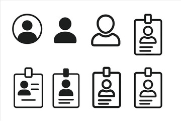 Poster - User profile avatar and ID card badge vector icon set. Simple person silhouette symbols for identification, security pass, member account, and corporate identity. Flat design.