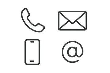 Poster - Contact us line icon set. Communication symbols for web, mobile app. Phone, mail, message pictogram collection. Customer service, support, hotline vector graphic signs.