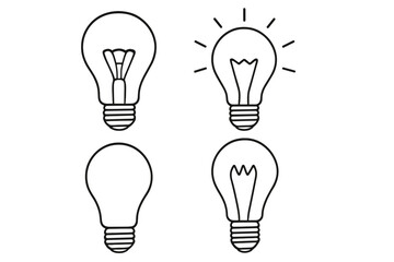 Aufkleber - Light bulb icon set vector. Collection of simple line art lightbulbs. Symbol of idea, creativity, innovation, solution, energy and electricity. Outline illustration.