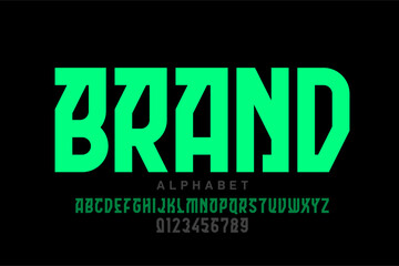 Fototapete - Brand. Modern style font design, alphabet letters and numbers vector illustration