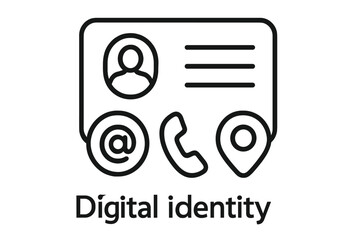 Aufkleber - Digital identity and contact info concept. User profile with personal data. Business card line icon with name, address, email and phone number vector illustration.