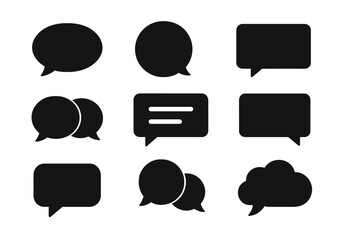 Aufkleber - Black Speech Bubble Icon Set. Vector Chat Bubbles Collection. Digital Message Symbol Pack. Communication Graphic Design Elements for Text, Messaging, Social Media, Interface, Conversation, Forum UI