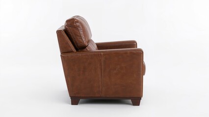 Aufkleber - Isolated brown leather lounge chair on a white backdrop