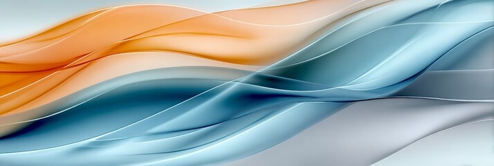 Poster - Tranquil Waves of Soft Orange and Teal Flowing Together in an Abstract Motion Design for Art