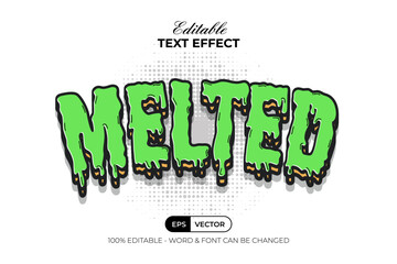 Aufkleber - Green Melted Text Effect Retro Cartoon Curved Style. Editable Text Effect.