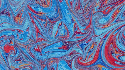 Fototapete - Vibrant acrylic texture painting with blue, red, and yellow colors