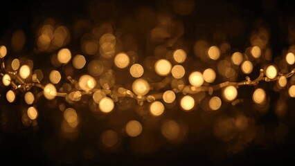 Poster - Soft focus golden garland lights on a dark canvas