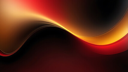 Poster - Elegant Red and Gold Abstract Wave, Luminous Light on Dark Background, ai