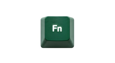 Poster - Close-up of a green Fn key from a keyboard on white background