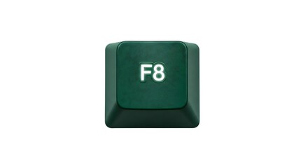 Poster - Close-up of a green F8 computer key against a white background