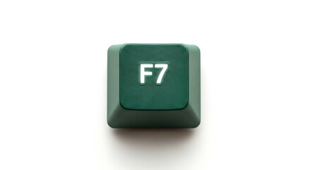 Poster - Close-up of a green F7 computer key on a white background